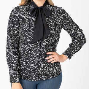 Agnes & Dora Tie Bow Neck Blouse Black & White Dot
